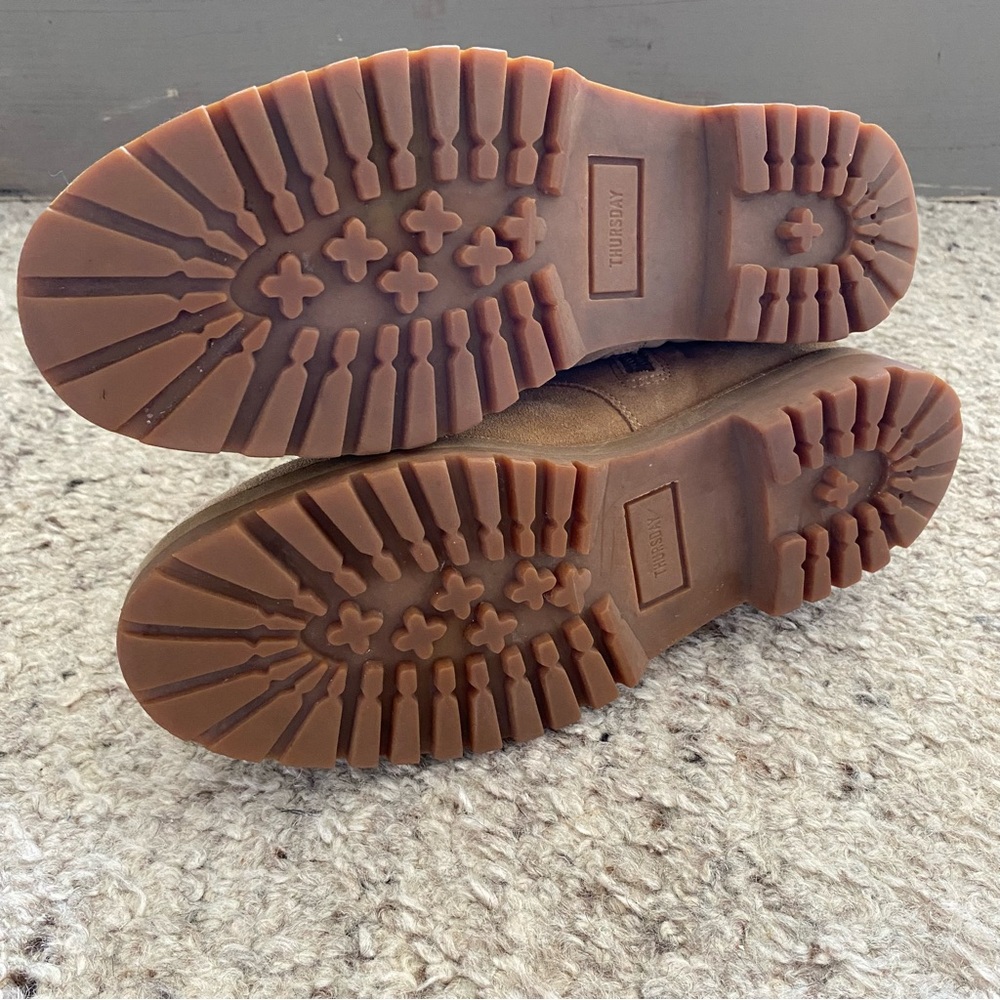 Women's Tan Suede THURSDAY combat boots - Picture 7 of 8